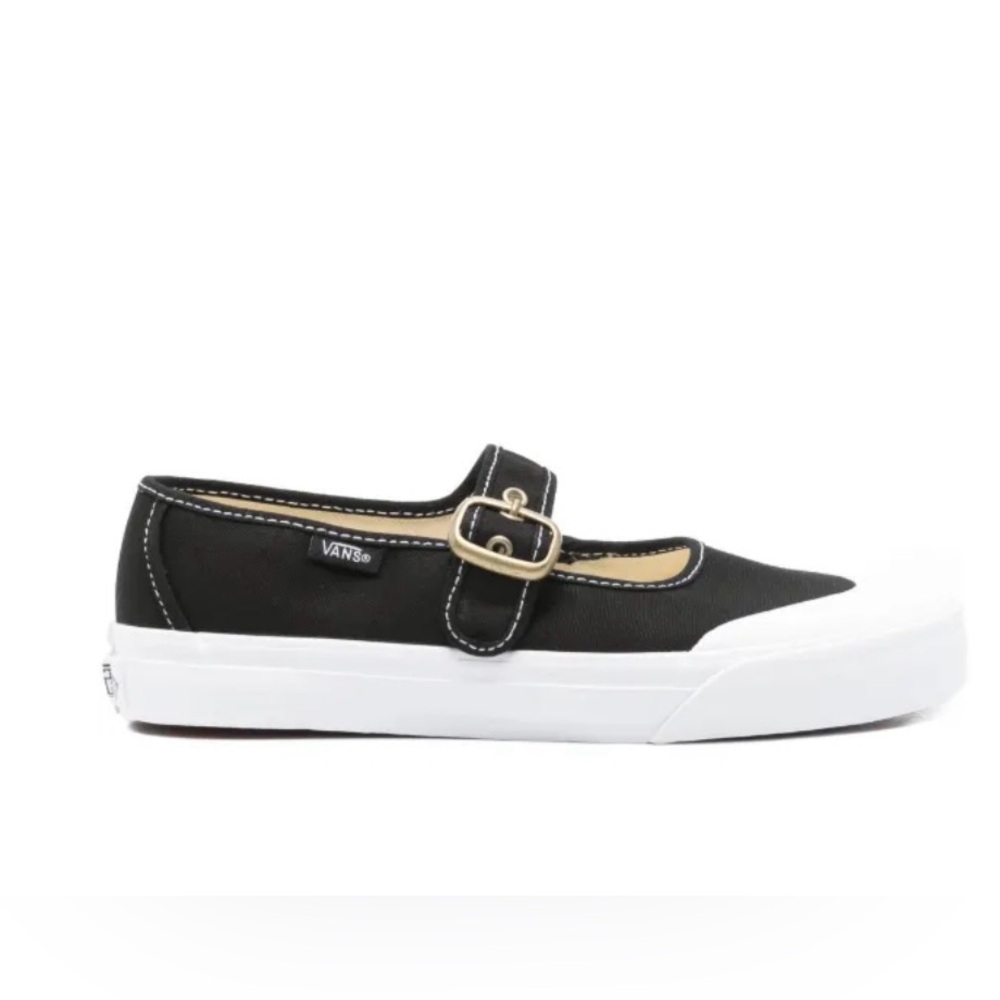 NEW VANS BLACK CANVAS MARY JANE BUCKLE WHITE RUBBER SOLE SNEAKERS SZ 8 BRAND NEW - Picture 5 of 15